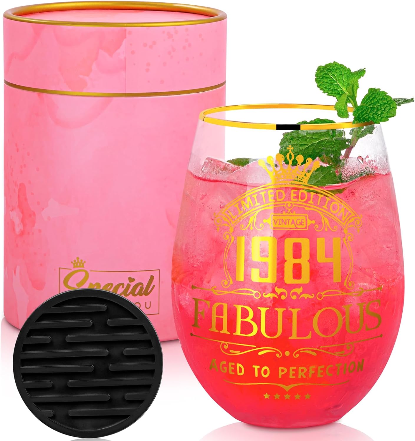 40th Birthday Gifts for Women, Personalised Gin Glass Gift Set image 0