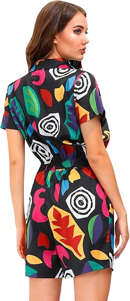 For G and PL Women's Halloween Short Sleeve Romper Wrap Button Down Mini Dress image 2