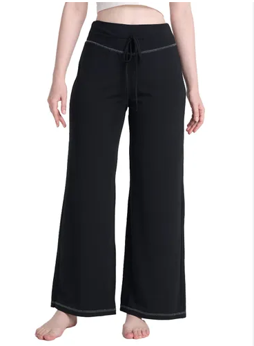 LAPASA Women's Soft Knit Pajama Pants, Flared Wide Leg Palazzo image 7