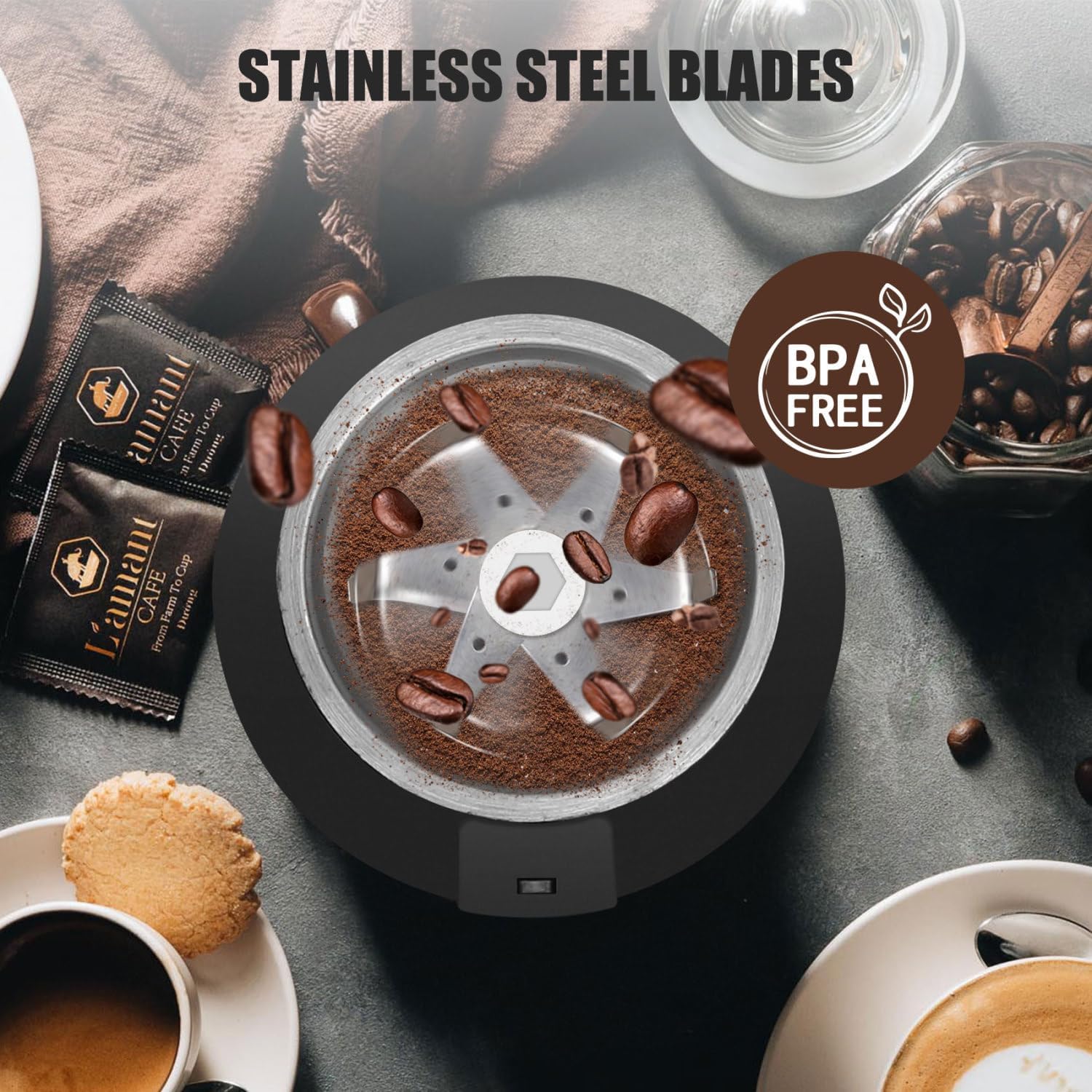 Aigostar 200W Electric Coffee & Spice Grinder – Stainless Steel Blades image 4