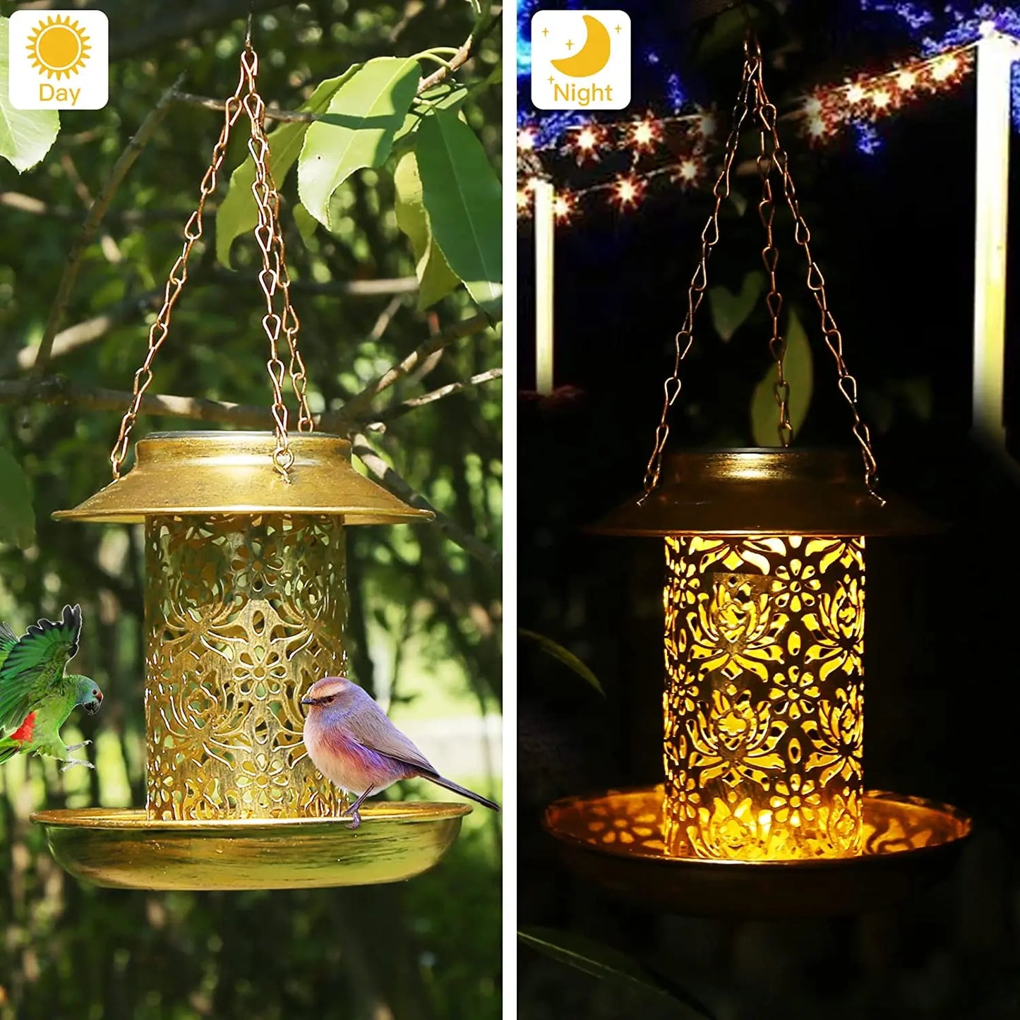 Solar Bird Feede Bird House With Light for Bird Lovers Outdoor Garden Backyar image 1