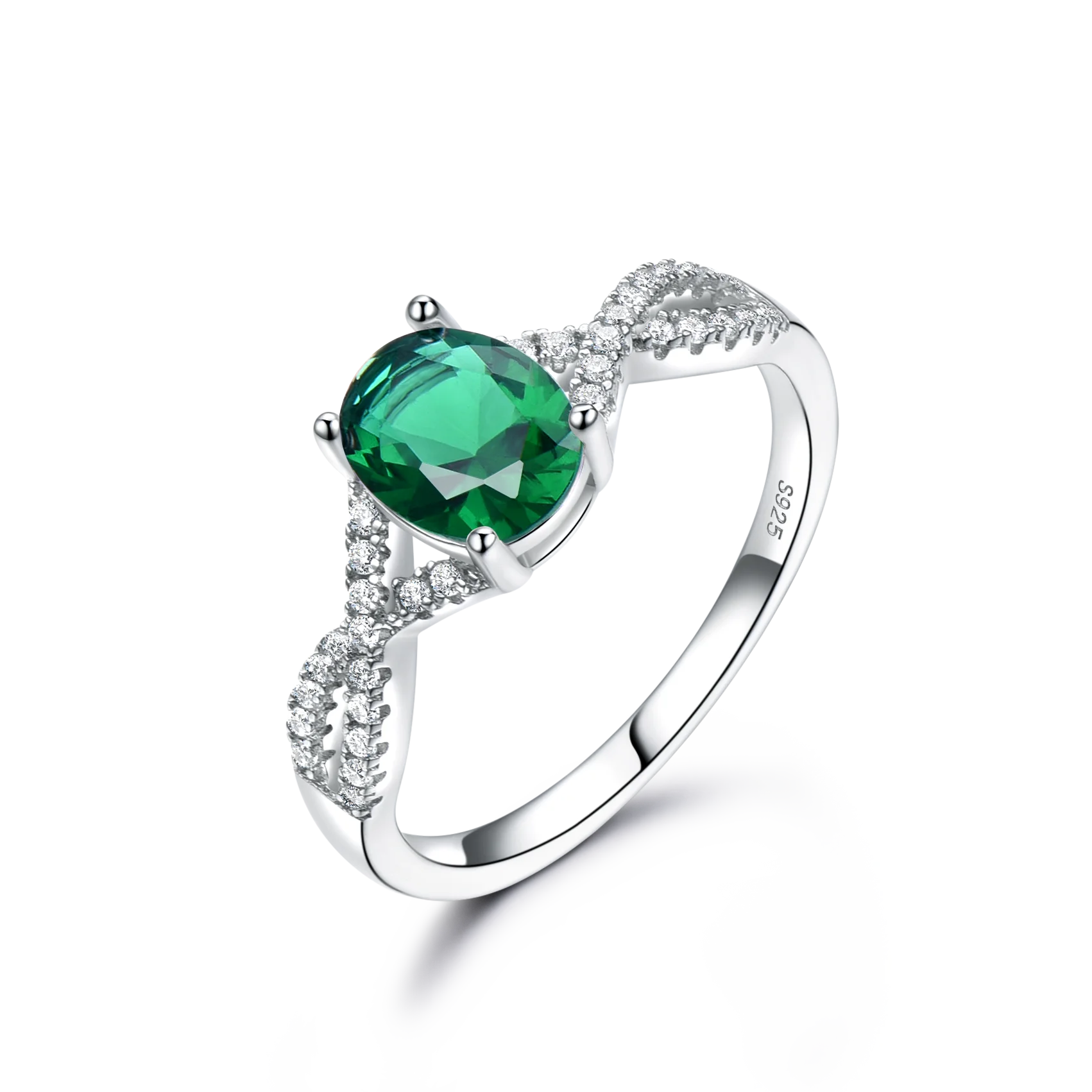 Hot Selling Emerald Zircon Sliver Jewelry Fashion 925 Sterling Silver Women's image 6