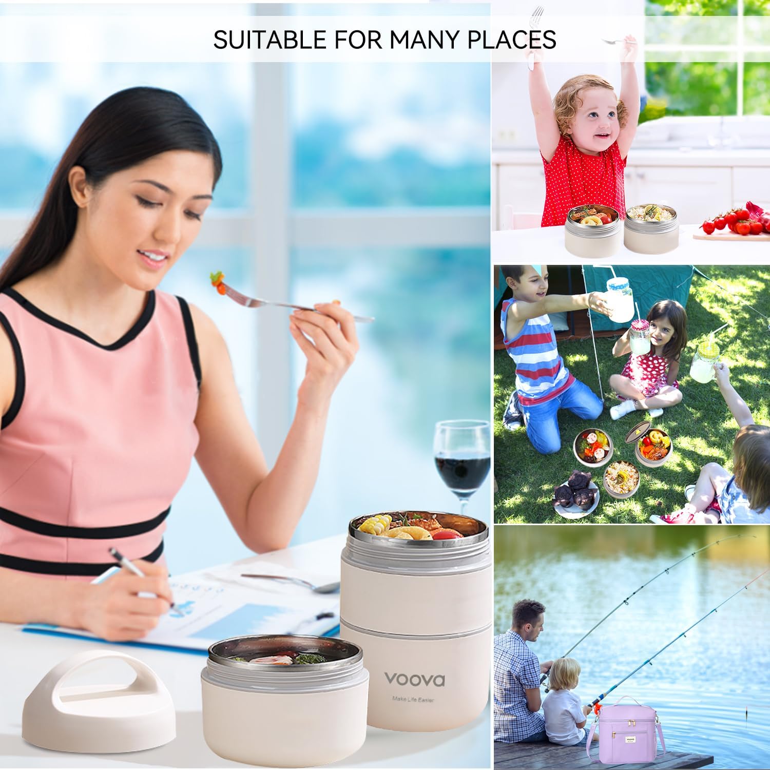 Voova Stackable Stainless Steel Thermal Lunch Box image 5