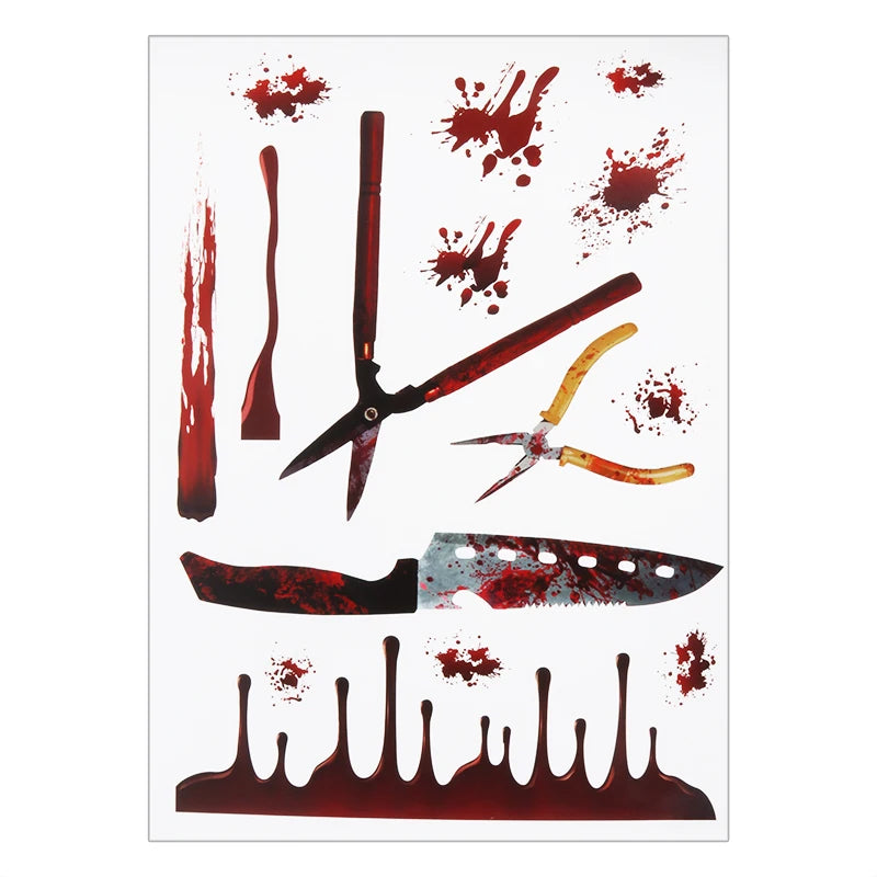 Halloween Decoration Horrible Bloody Handprint Stickers Halloween Window Wall image 16