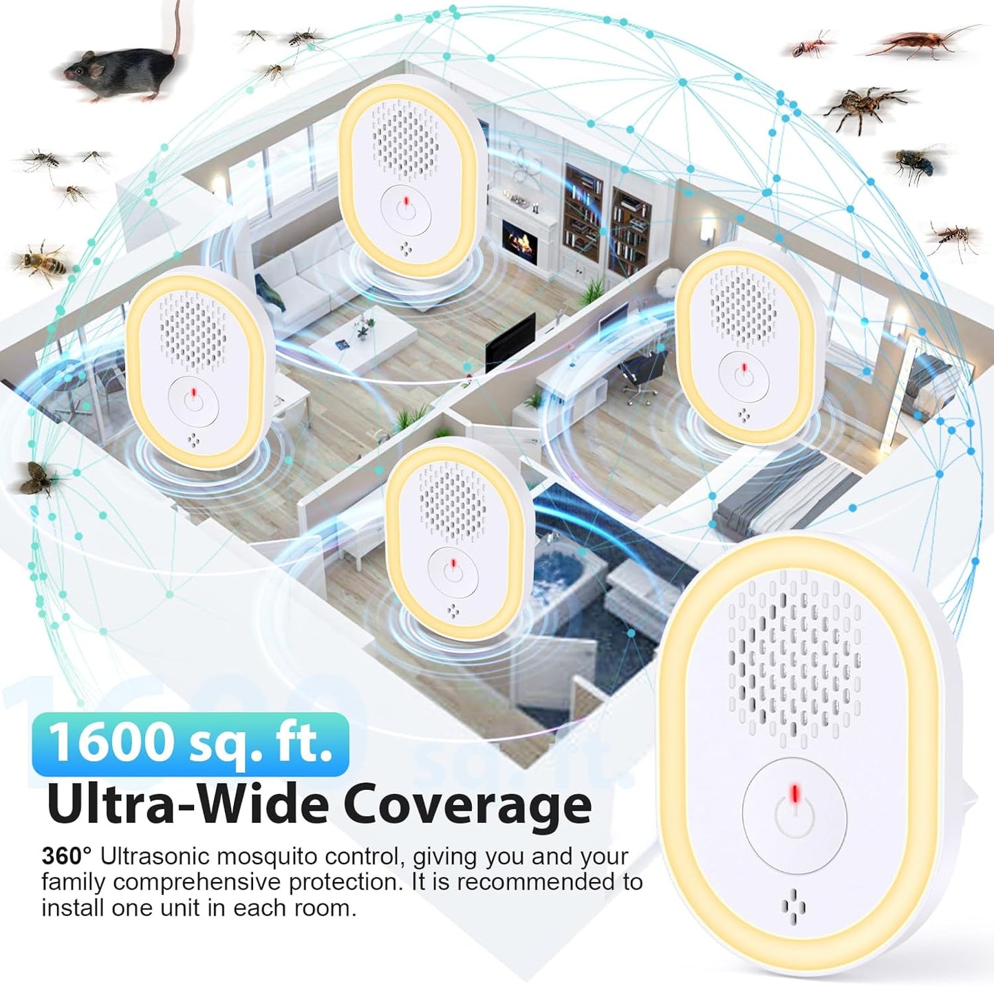 Ultrasonic Pest Repeller 6 Pack, Electronic Pest Repeller Control Plug in for In image 6