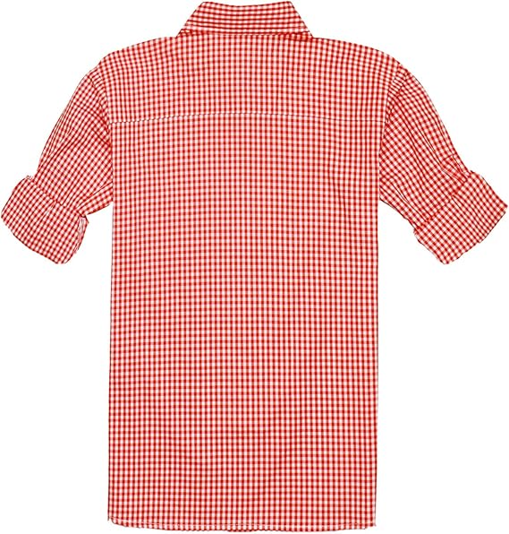 Bienzoe Boys Buttton Up Shirt Kids Plaid Roll Up Collared Casual Cotton Shirts image 0