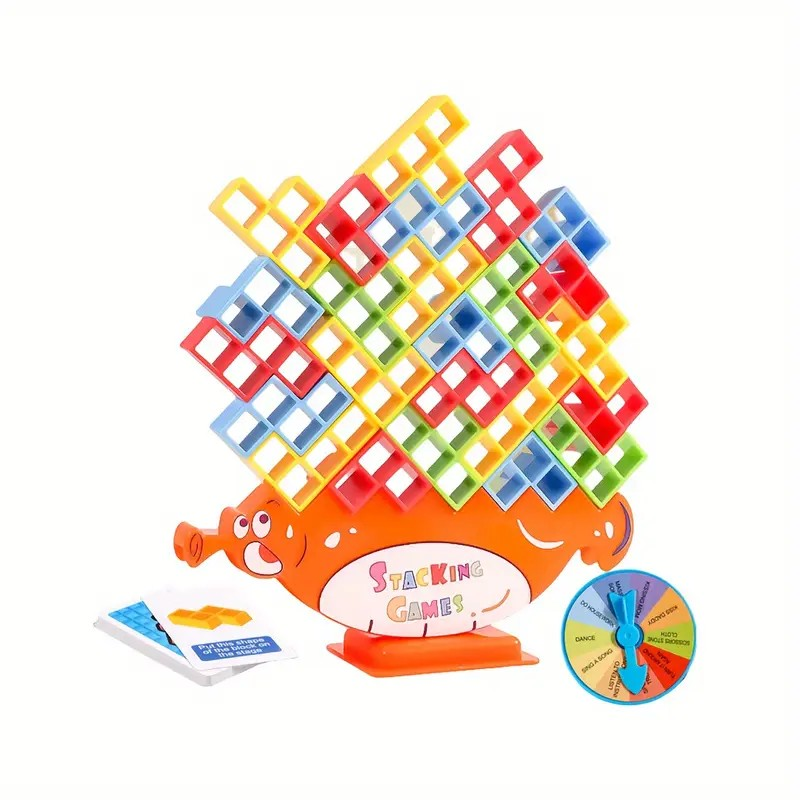 64pcs Hippocampus Tower Stacking Game image 0