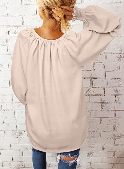 Dokotoo Womens Blouses Fashion Long Sleeve Shirts V Neck Business Casual image 4