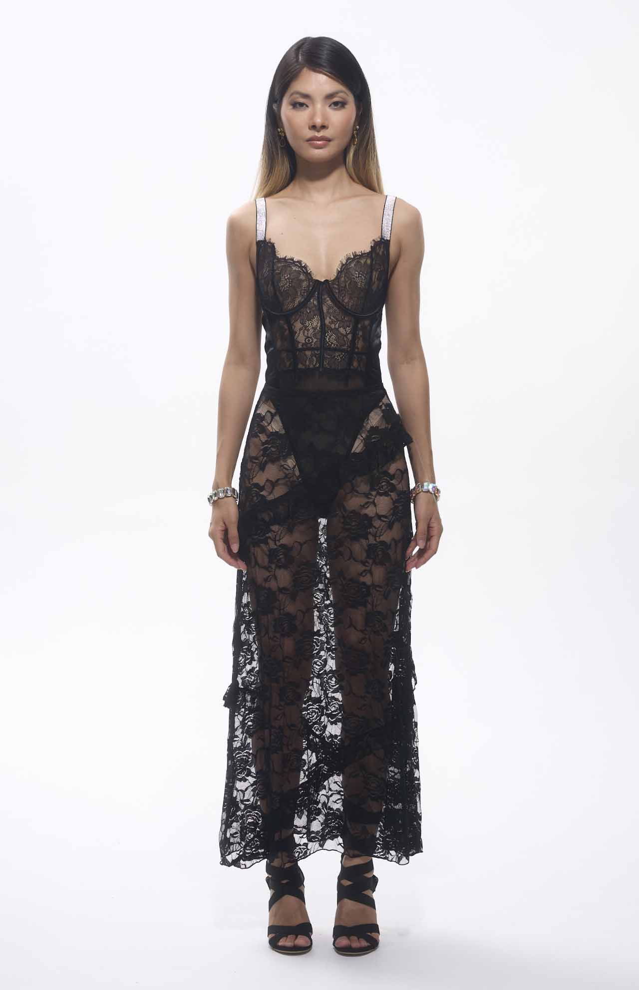 Serna Assymetrical Guipure Lace Skirt image 0