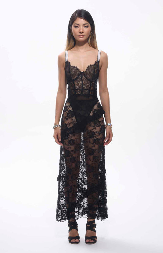 Serna Assymetrical Guipure Lace Skirt image 0