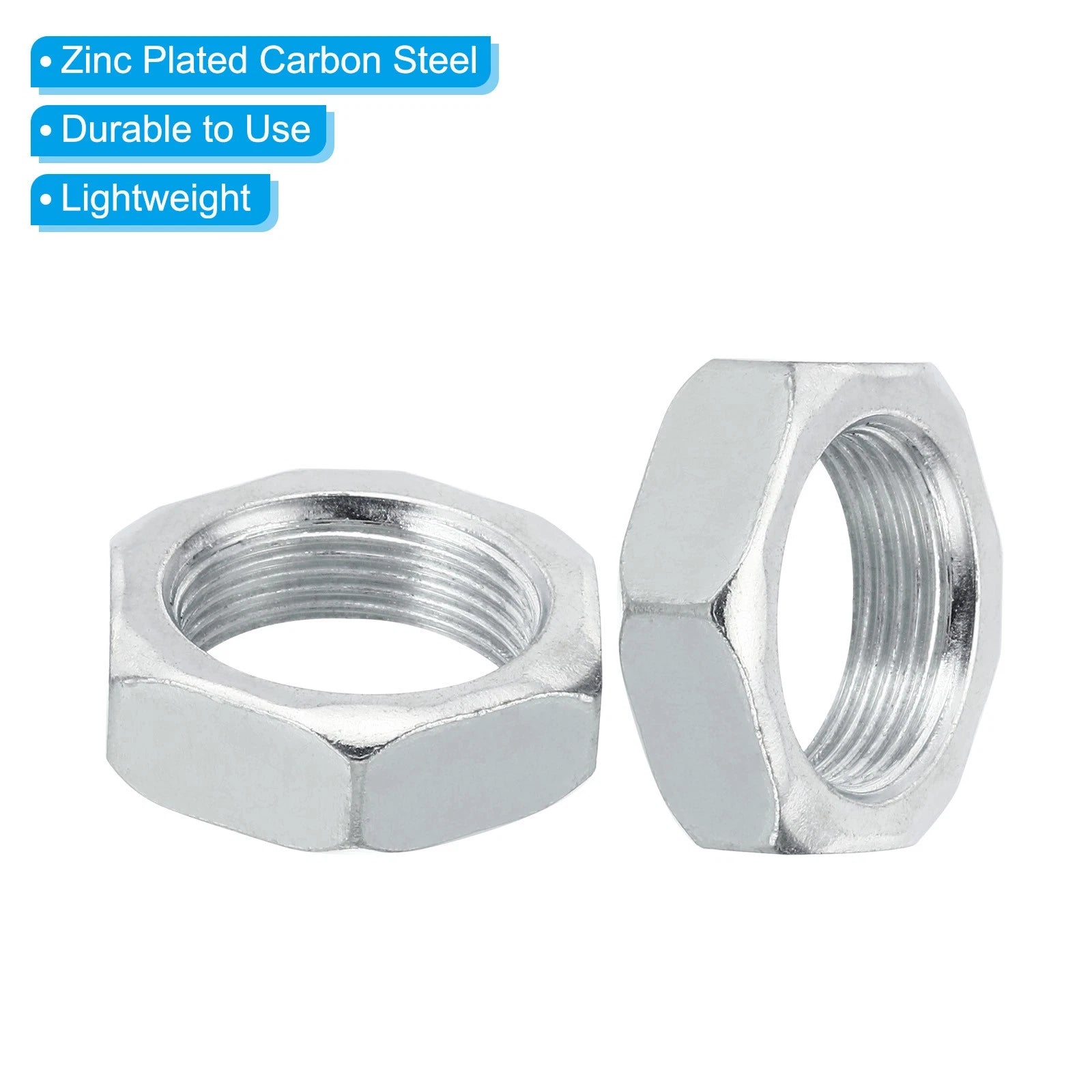 Durable M18x1.0 Steel Hex Nuts: Zinc Finish, Metric Thread, 15-Piece Set image 1