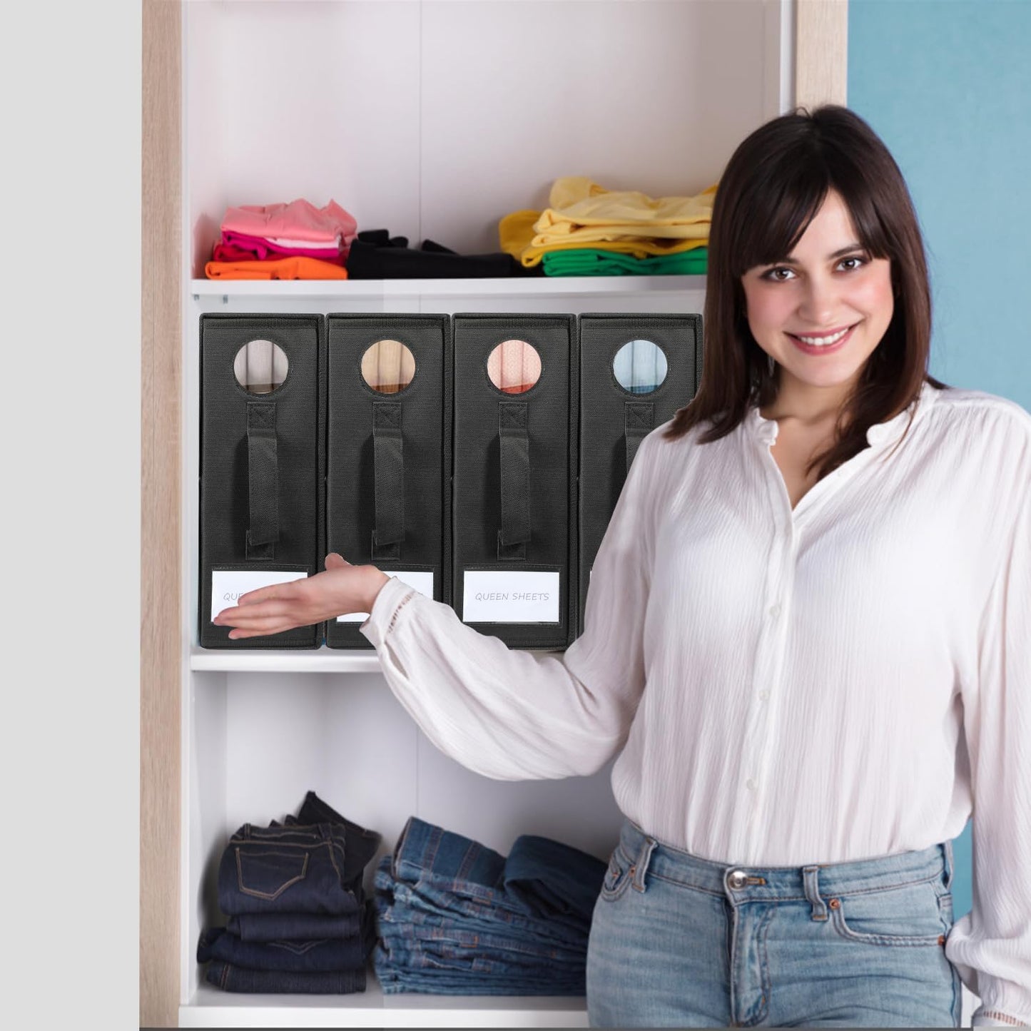 Voova 4 Pack Foldable Bed Sheet Organiser Storage image 0