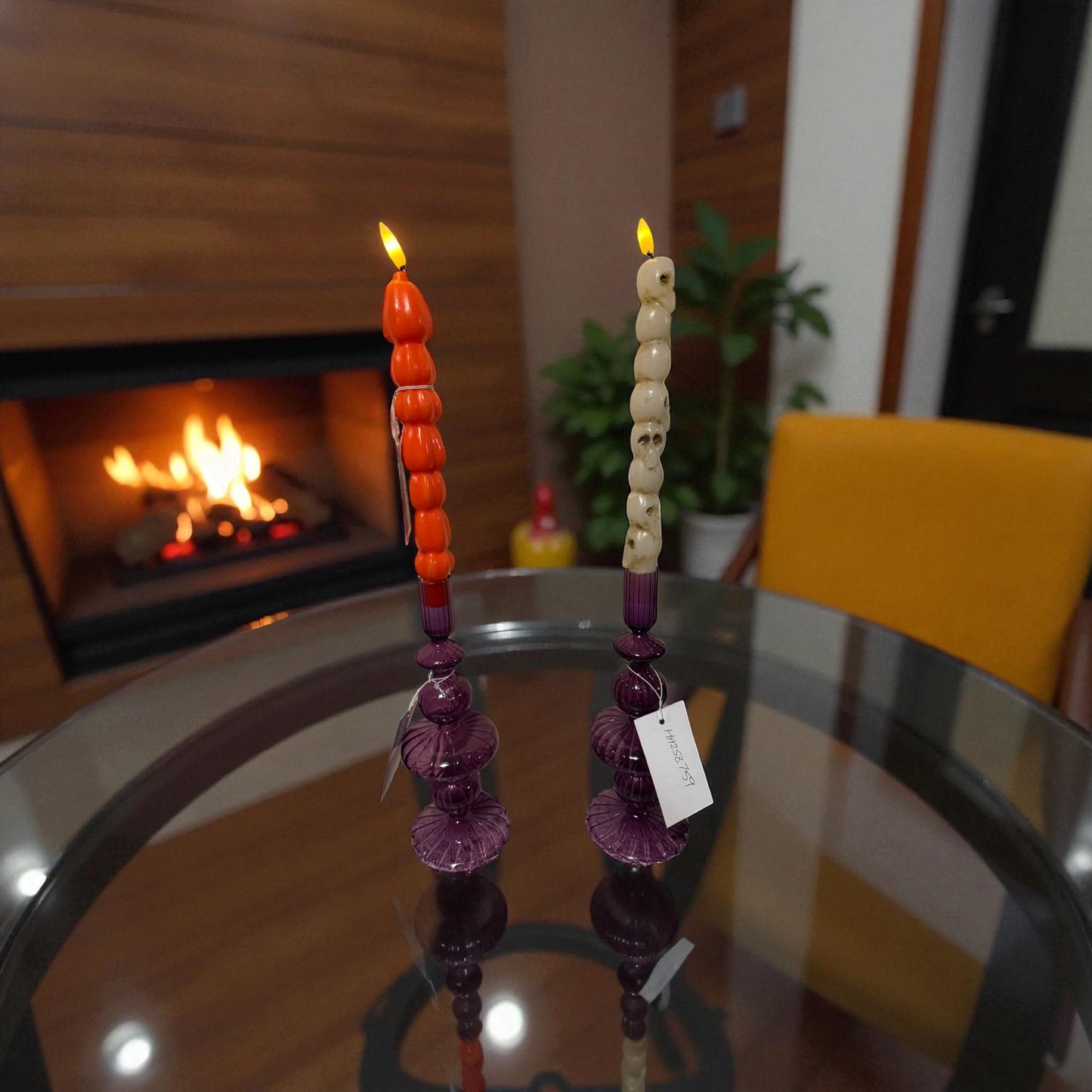 Set of 4 Spooky Glass Candle Holders for Halloween image 1