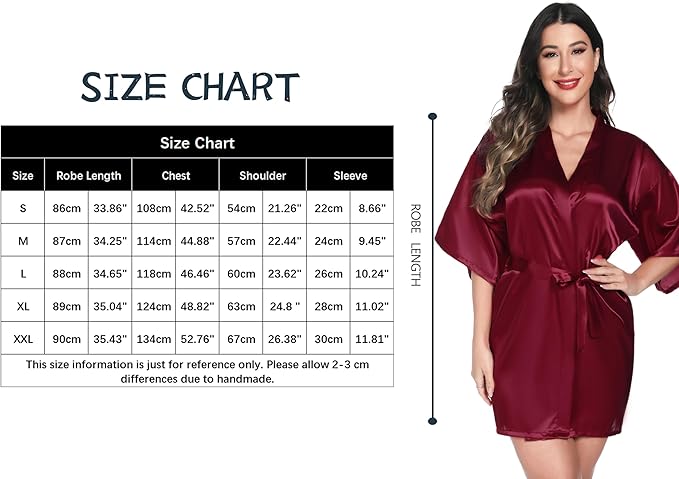 Vlazom Womens Kimono Robes Dressing Gown Satin Bathrobe image 2