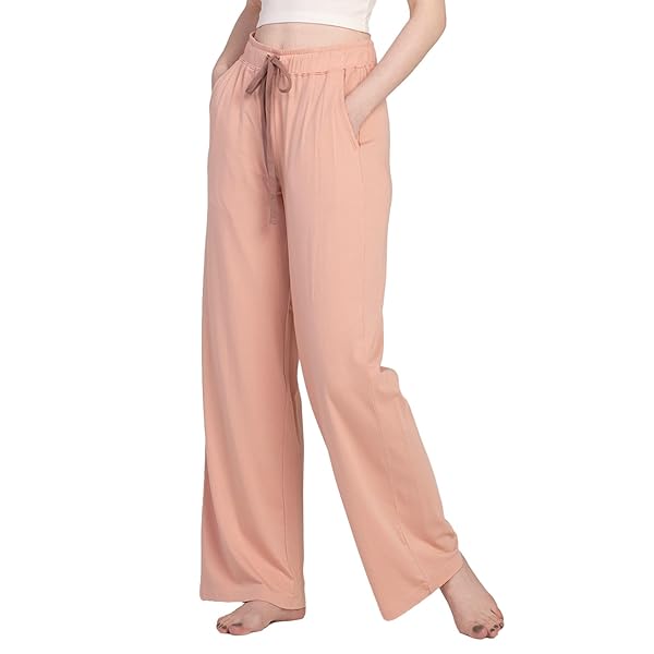 Women's Soft Knit Flared Pijama Pants with Drawstring Waist for Lounging image 5