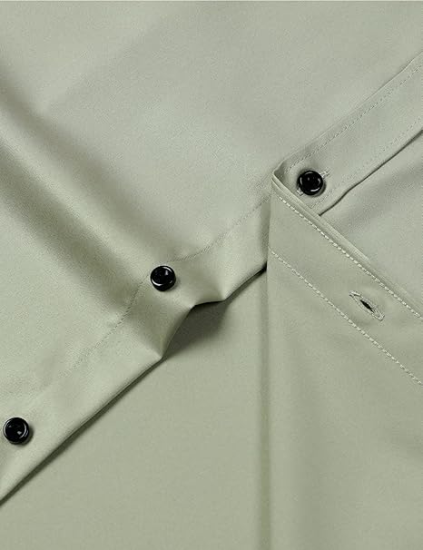 LucMatton Men's Dress Shirt Formal Stretch Wrinkle-Free Long Sleeve Slim Fit image 5