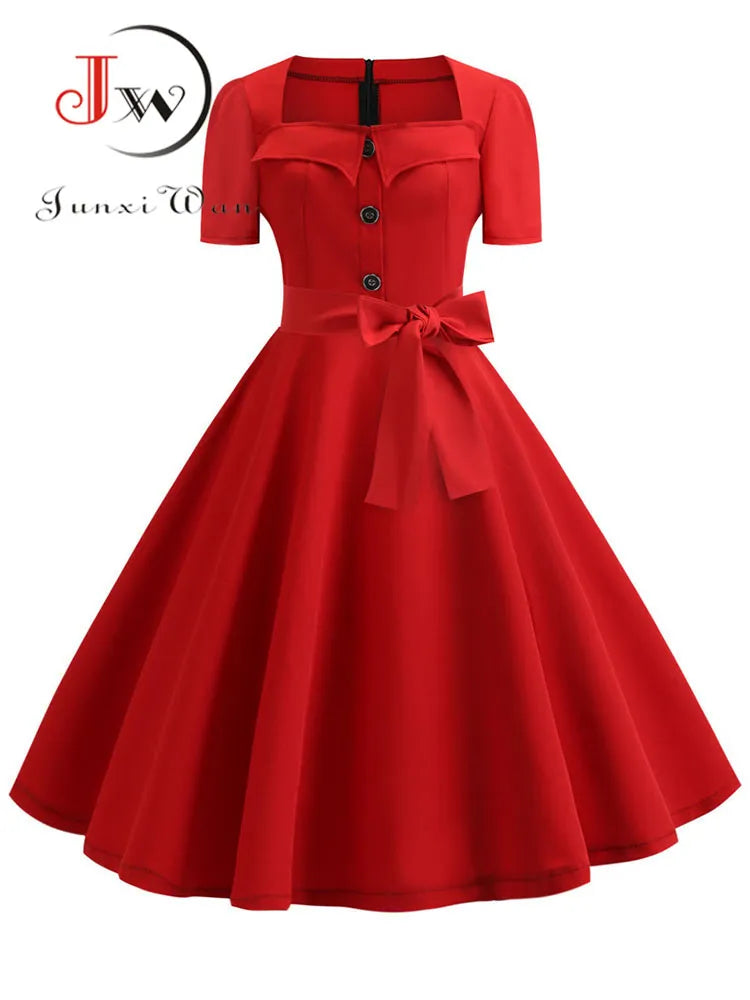 Women Summer Dress Elegant Retro Vintage 50s 60s Robe Rockabilly Swing Pinup image 0