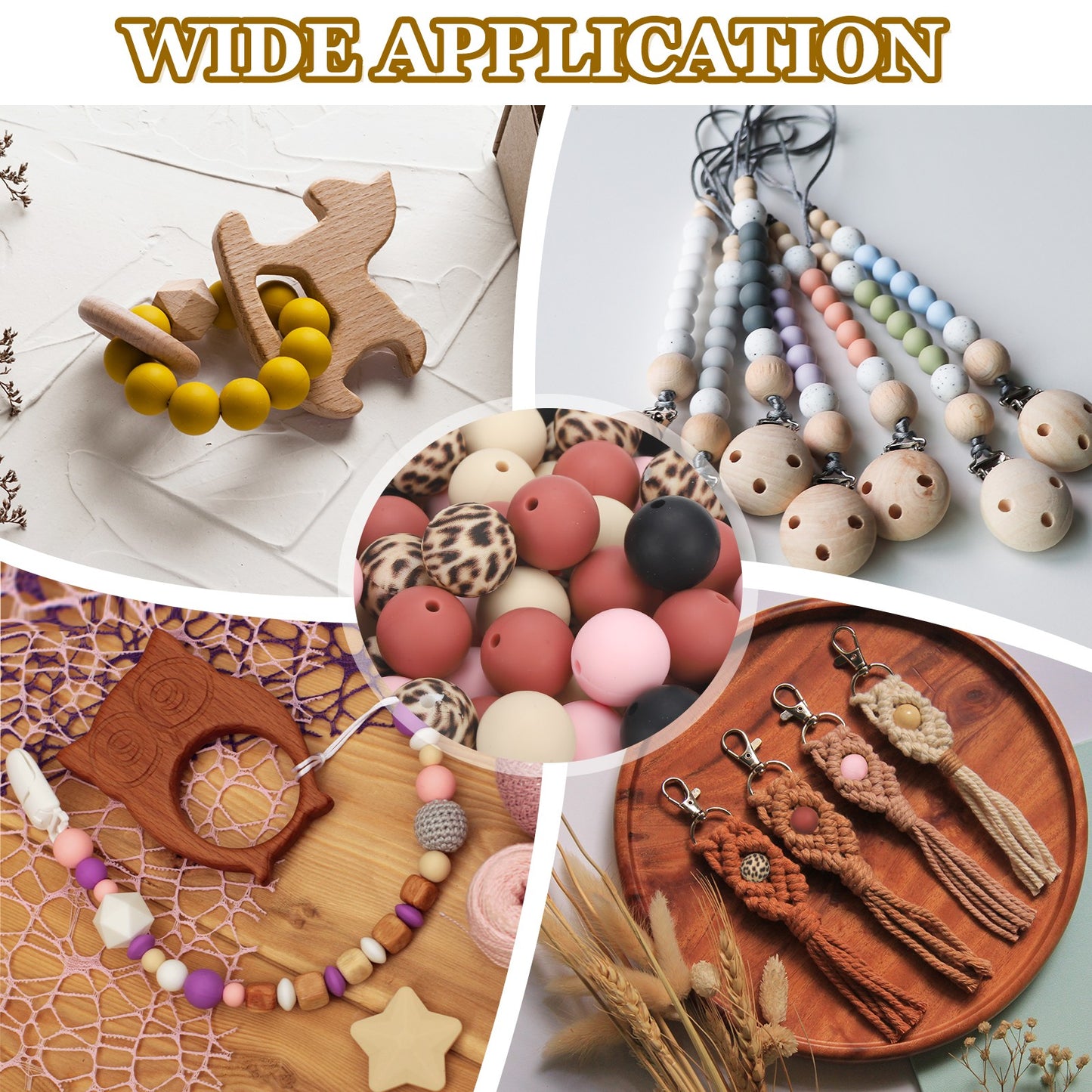 100 Bulk White 15mm Food-Grade Silicone Round Focal Loose Crafting Beads image 6