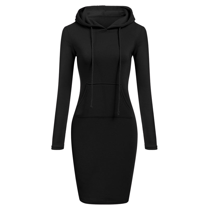 Pocketst Hoodie Dress Slim Womens Dresses Casual Hoodie Sweatshirt Dress image 3
