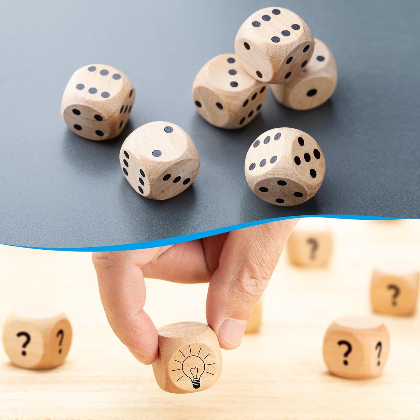 120-Pack 18mm Unfinished Wooden Blank Dice Cubes, Smooth 6-Sided Craft Blocks image 2