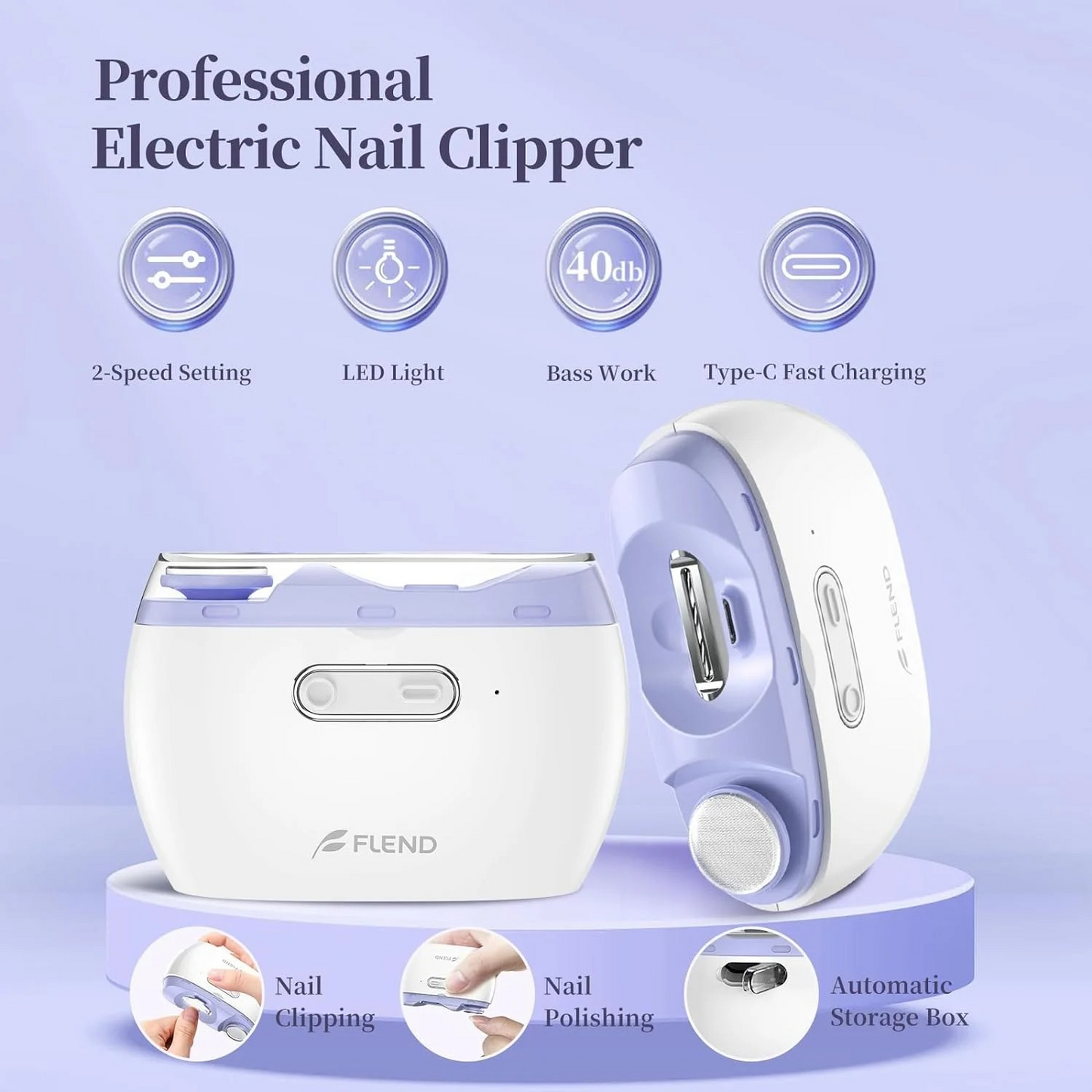 Flend Electric Nail Clipper,2-in-1 Automatic Nail Clipper,Electric Nail Grinder image 1