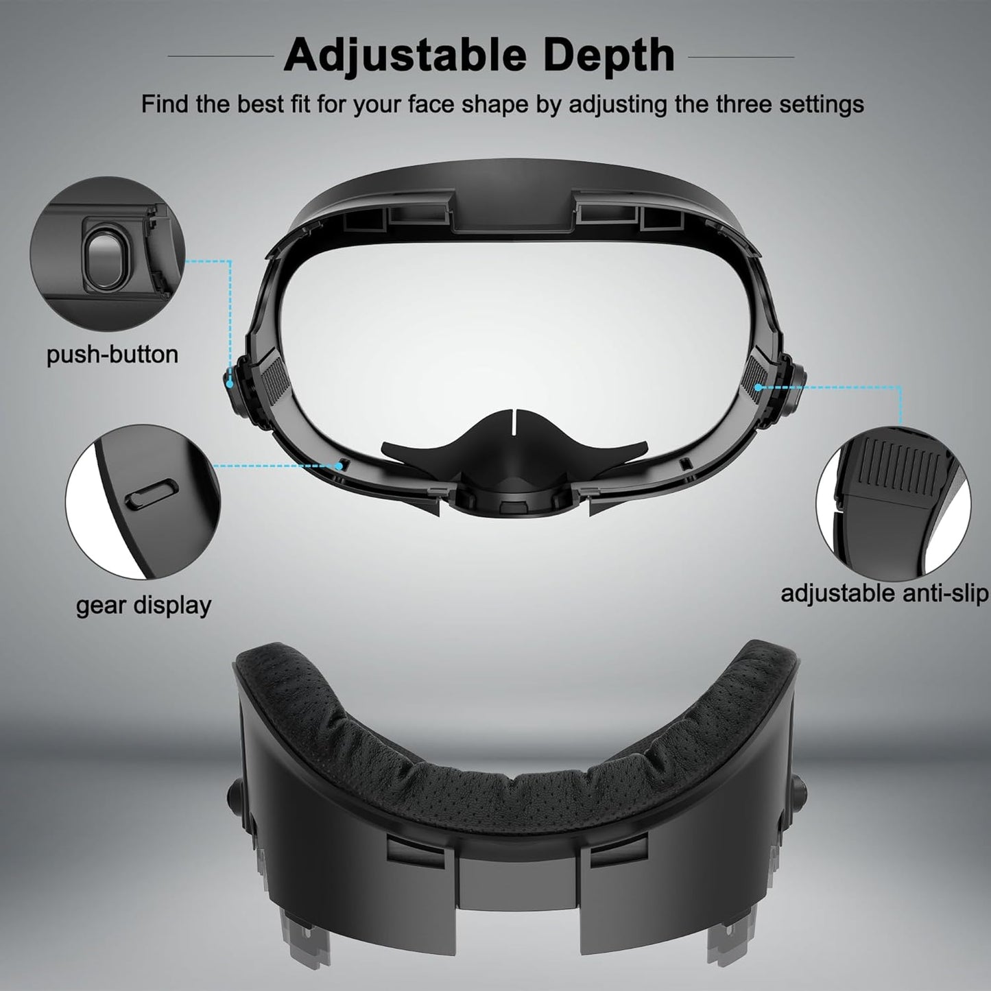 APEXINNO Adjustable Facial Interface for Meta Quest 3, with depth adjustment image 1