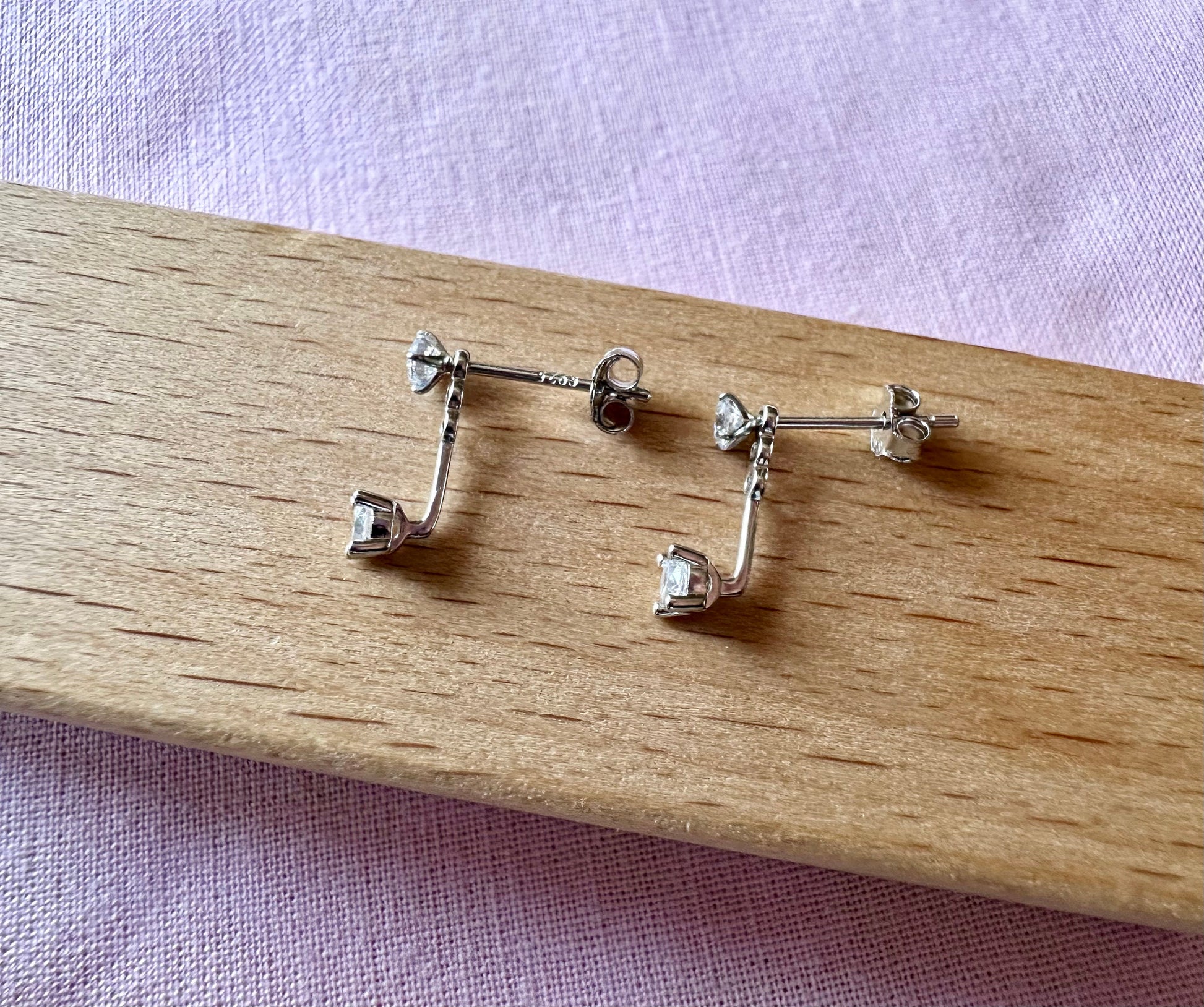 Elegant Floating 925 Sterling Silver Cubic Zirconia Stud Earrings for Women image 2