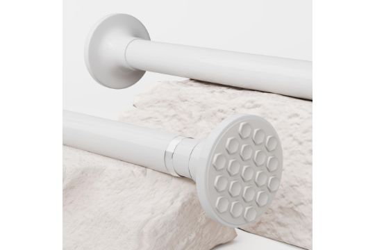 3m - White Shower Pole Extendable Curtain Poles Stainless Steel image 0