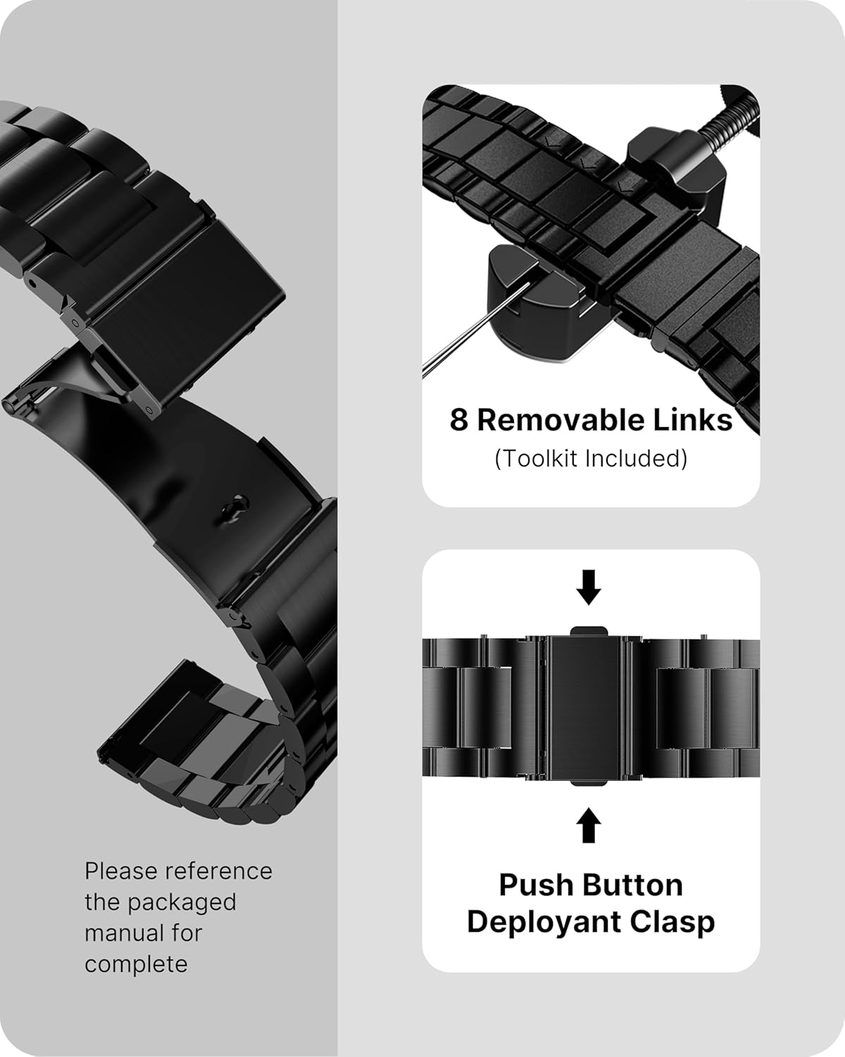 iBazal 22mm Watch Strap Metal Wrist Bands Steel Compatible with Samsung Galaxy image 5