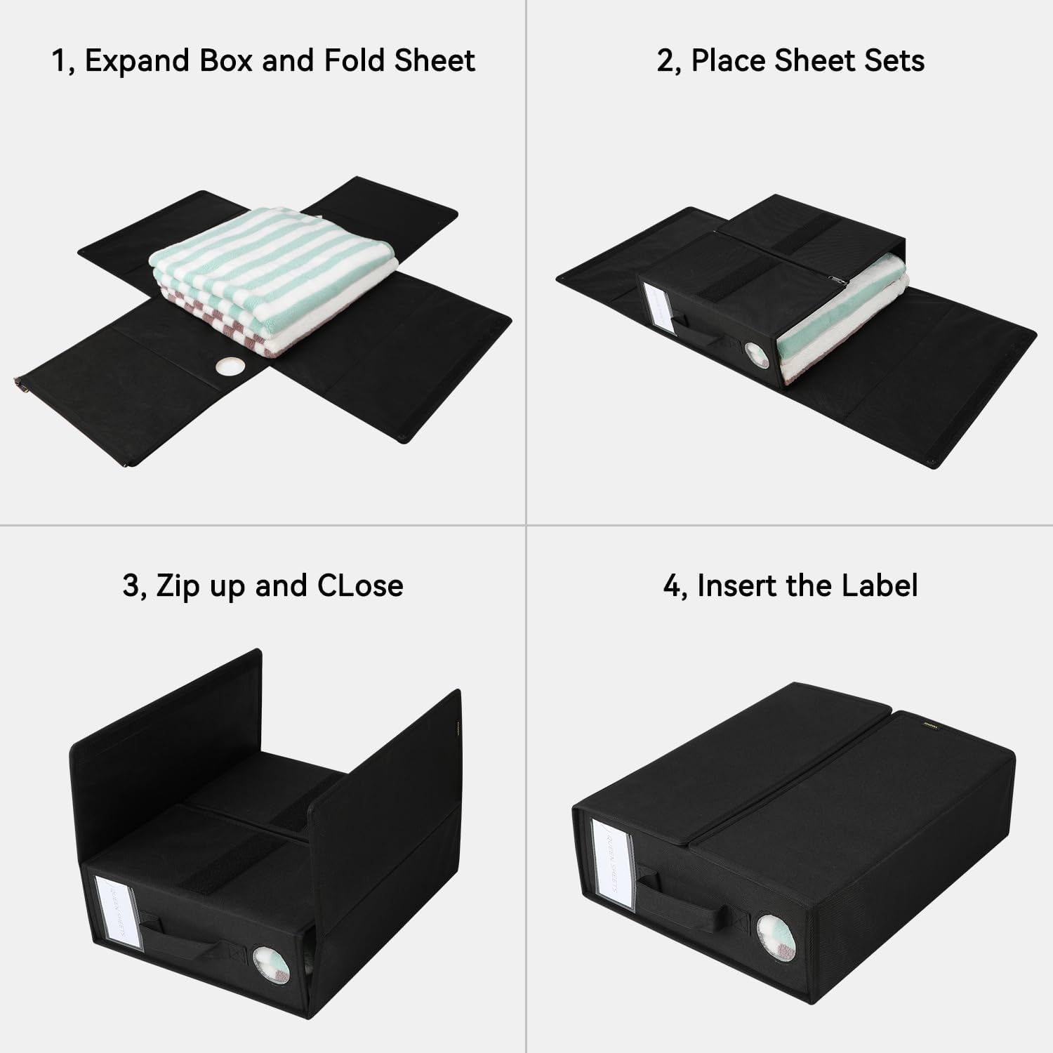 Voova 4 Pack Foldable Bed Sheet Organiser Storage image 1