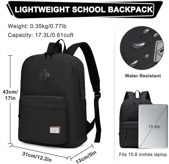 Kasgo School Backpack, Lightweight Water-Resistant Rucksack Large Capacity Backp image 4