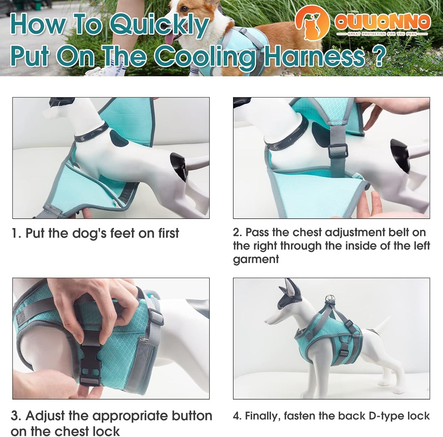 oUUoNNo Dog Cooling Vest,Cooling Vest for Dogs,Cooling Jacket,Pet Cooling Vest image 6