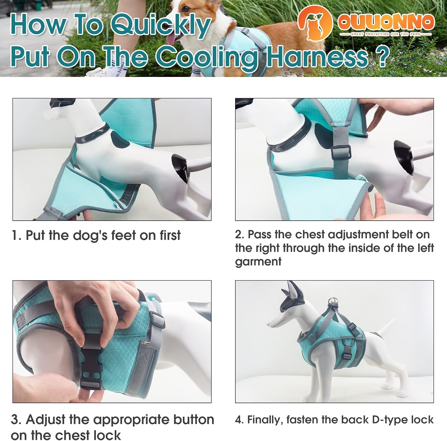 oUUoNNo Dog Cooling Vest,Cooling Vest for Dogs,Cooling Jacket,Pet Cooling Vest image 6