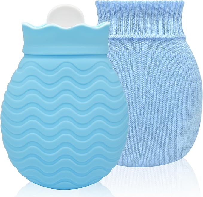 Portable 320ml Silicone Hot Water Bottle with Soft Cover for Pain Relief & Warm image 2