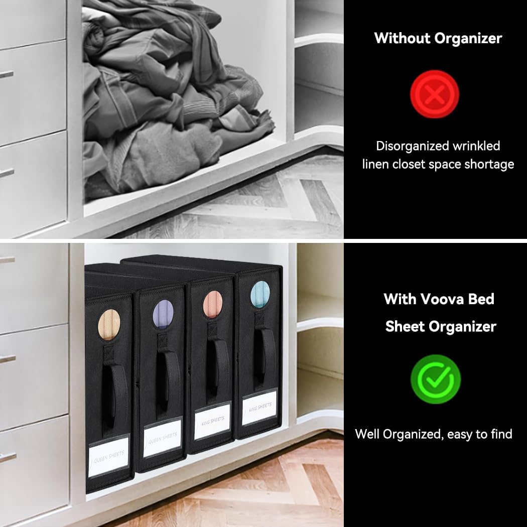 Voova 4 Pack Foldable Bed Sheet Organiser Storage image 4