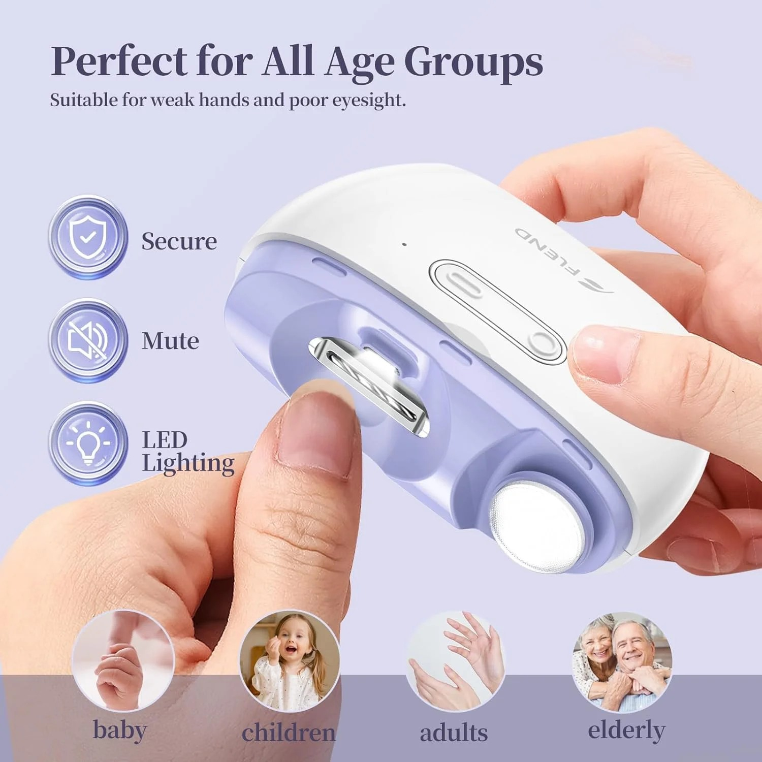 Flend Electric Nail Clipper,2-in-1 Automatic Nail Clipper,Electric Nail Grinder image 5