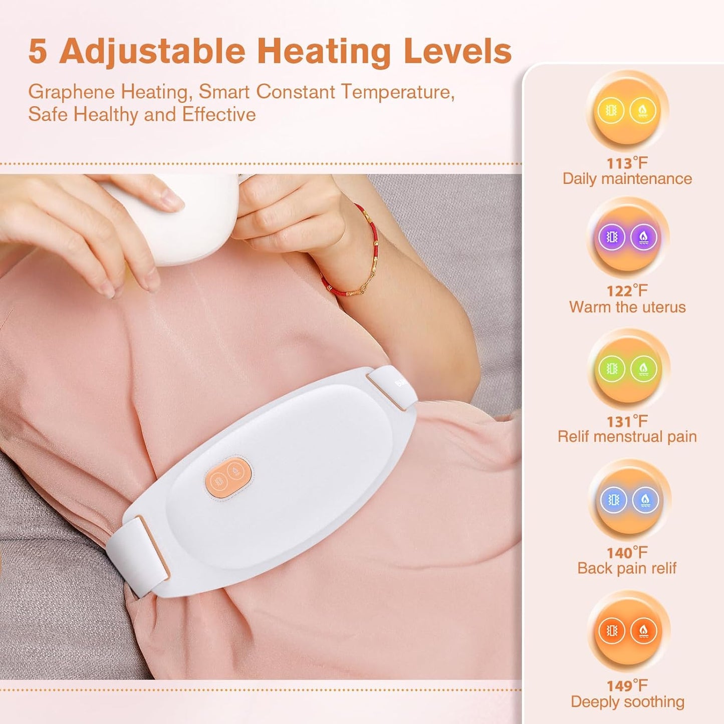 Burn Body Graphene Cordless Heating Pad – Portable Electric Heat & Vibration Bel image 1