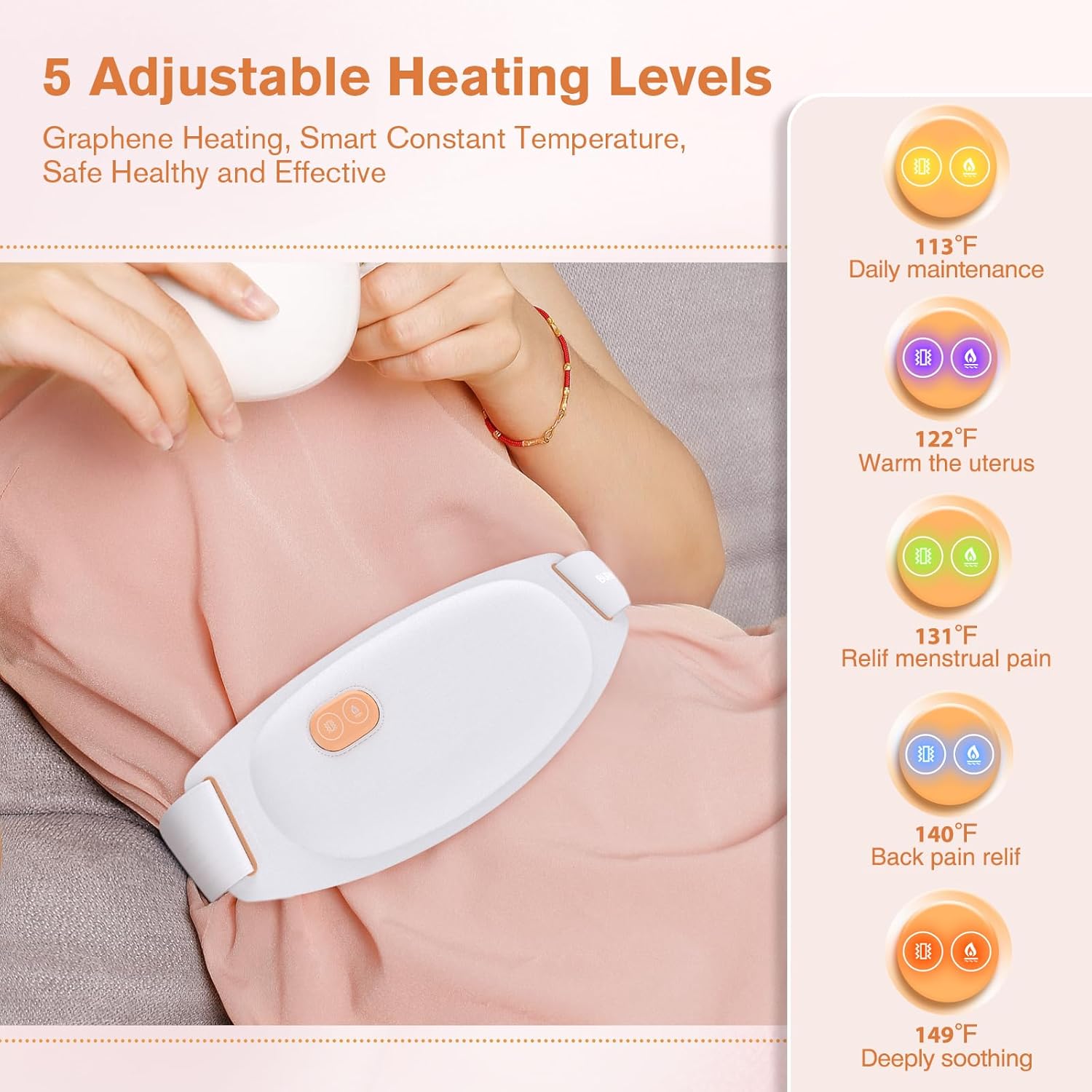 Burn Body Graphene Cordless Heating Pad – Portable Electric Heat & Vibration Bel image 1