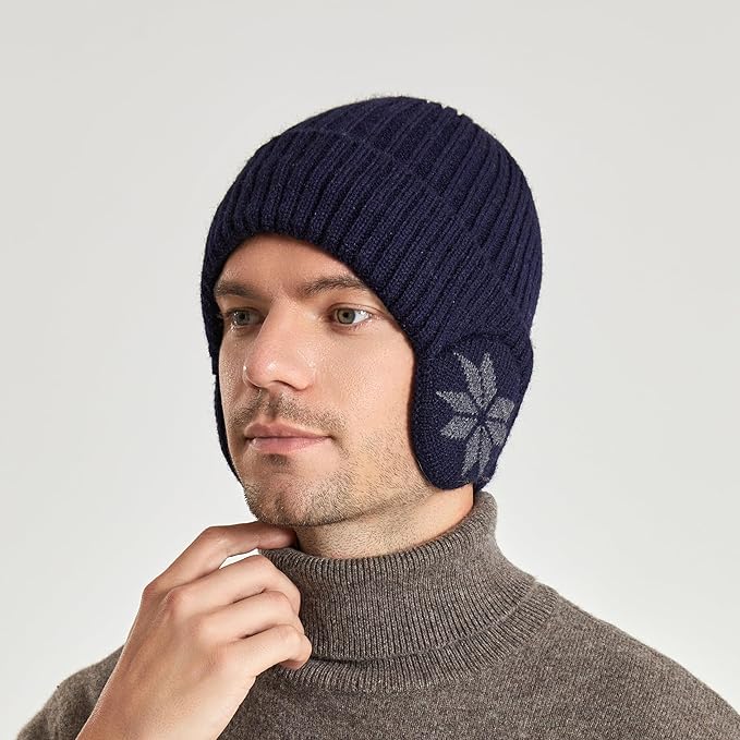 NICEYEA Winter Warm Knitted Beanies Hat for Men Women Thermal Skull Cap with Win image 10