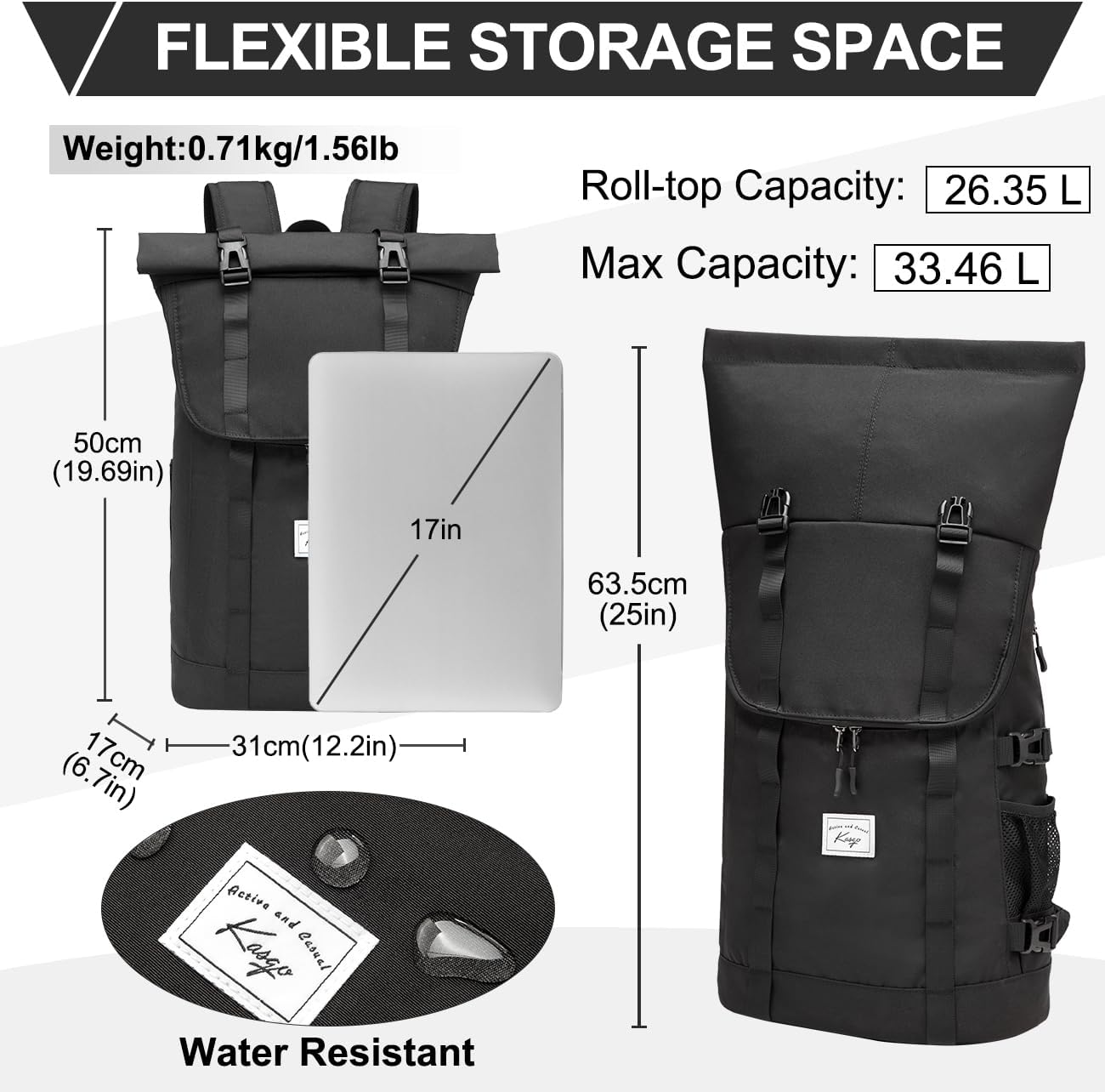 Kasgo Laptop Backpack for Men ,Top Business Backpack College School Student image 2