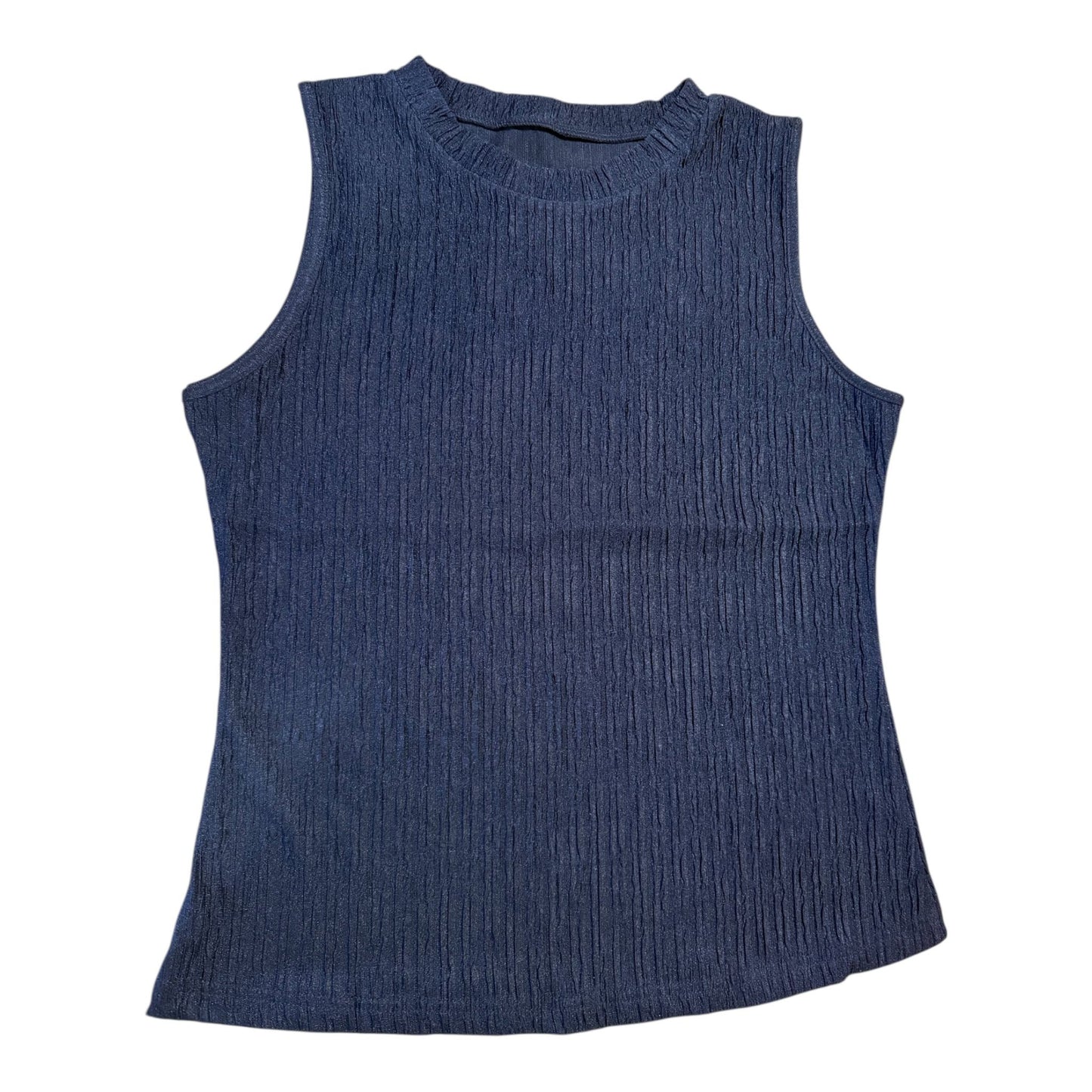 Navy Ribbed Racer Tank Top for Women image 0