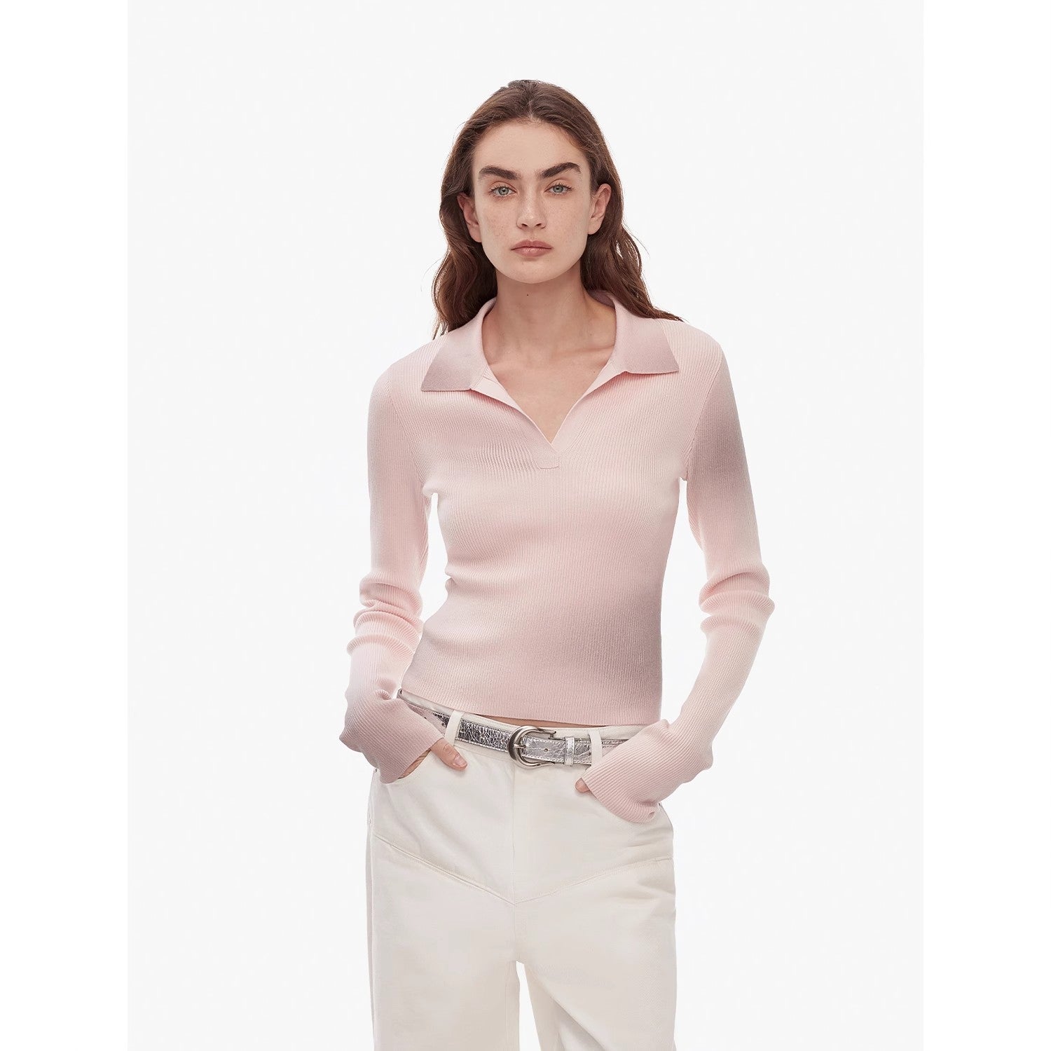 "Artistic Abstract" Sfumato Distressed Printed Merino Wool Waisted Polo Collar image 10