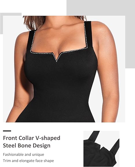 FeelinGirl Square Neck Bodysuit for Women Sleeveless Tummy Control image 1