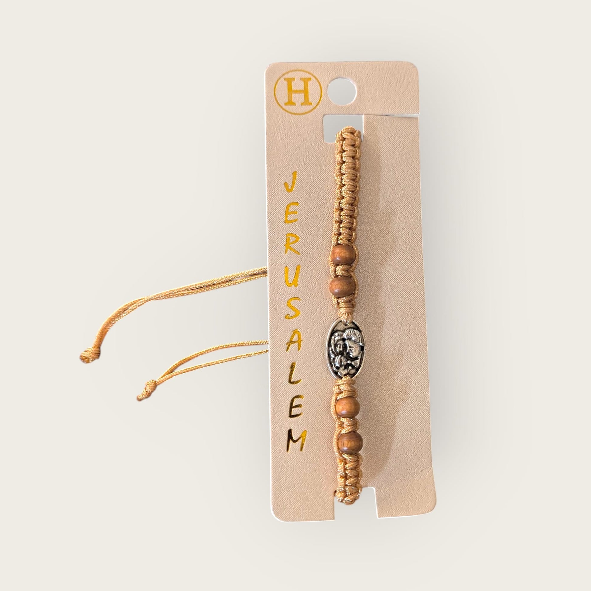 Holy Land Jerusalem Bracelet - Olive Wood & Holy Family Icon image 3