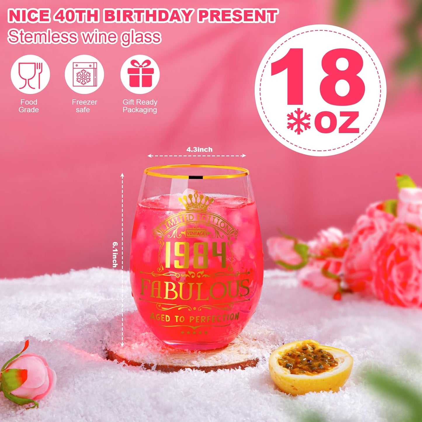 40th Birthday Gifts for Women, Personalised Gin Glass Gift Set image 4