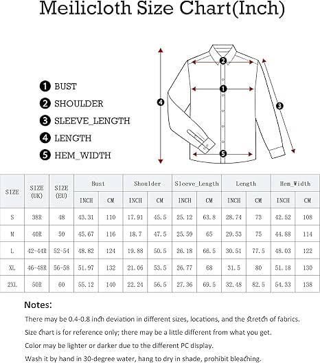 Meilicloth Men's Shirts Long Sleeve Striped Casual Shirt Button Down Regular Fit image 4
