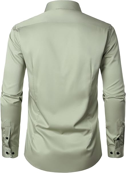 LucMatton Men's Dress Shirt Formal Stretch Wrinkle-Free Long Sleeve Slim Fit image 2