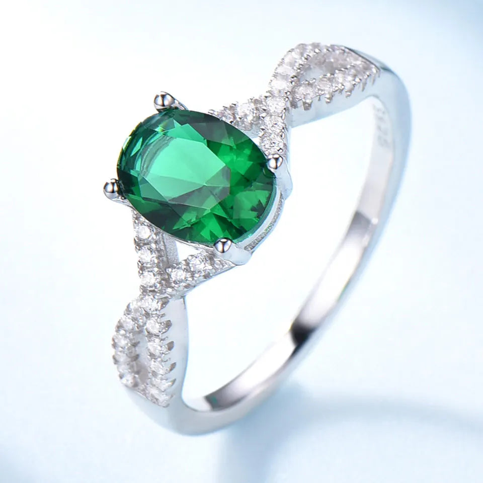 Hot Selling Emerald Zircon Sliver Jewelry Fashion 925 Sterling Silver Women's image 3