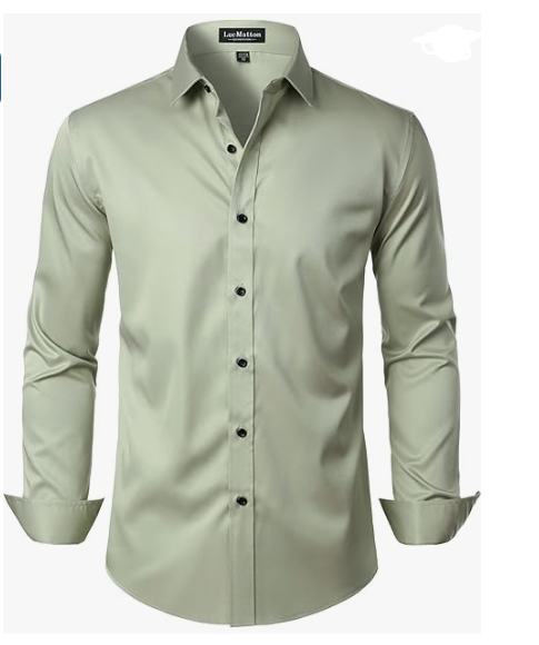 LucMatton Men's Dress Shirt Formal Stretch Wrinkle-Free Long Sleeve Slim Fit image 0