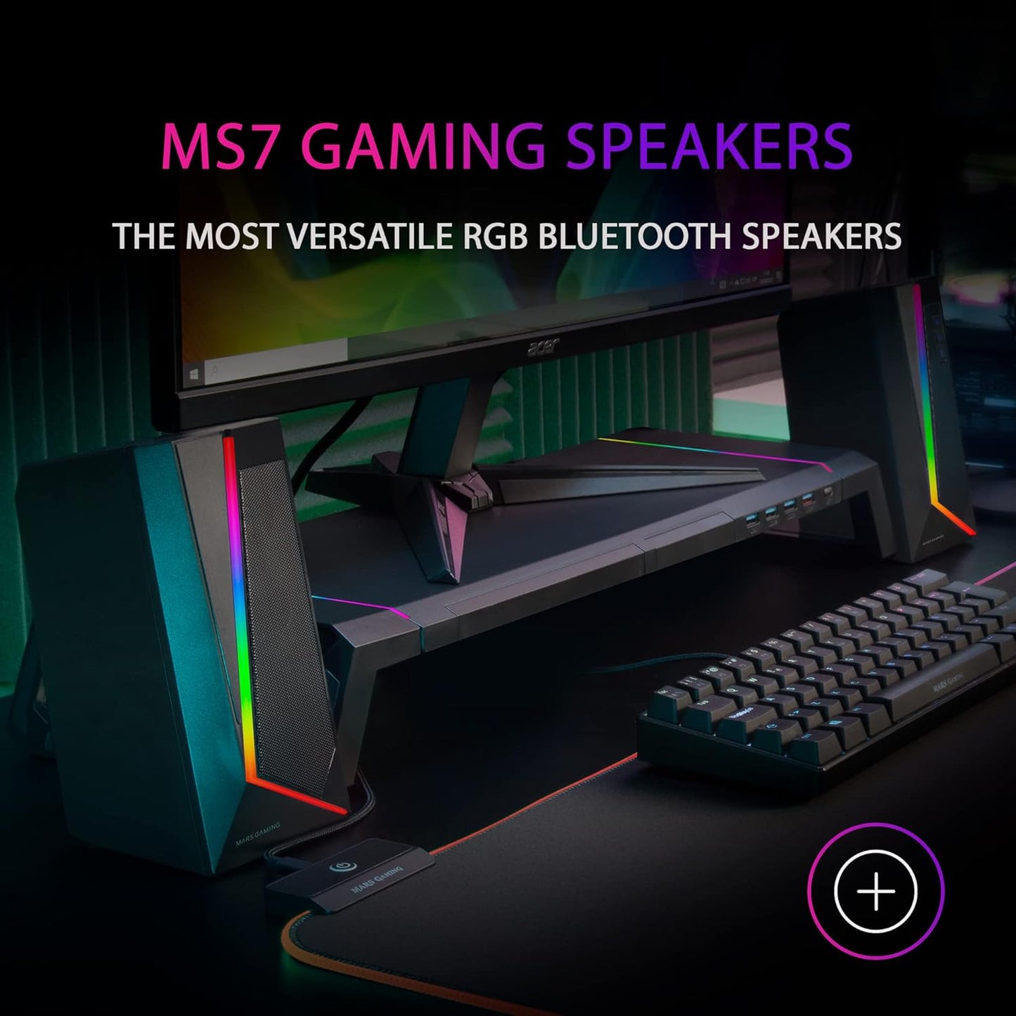 MARSGAMING MS7, Speaker RGB, Bluethooth 5.0 + Jack 3.5, DSP Sound 20W, Black image 3